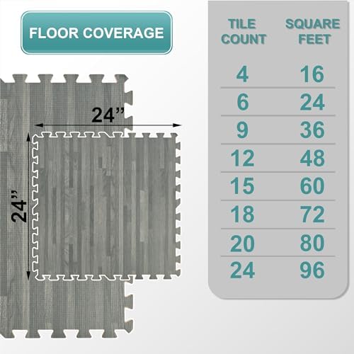 Sorbus Interlocking Wood Grain Foam Floor Tiles - Image 3