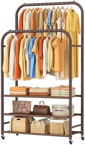 HOMIDEC Clothes Rack, Double Rods Clothing Rack by DecorateYourHome