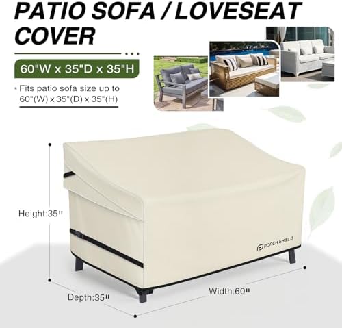Porch Shield Waterproof Outdoor Sofa Cover 60W x 35D x 35H inch - Image 2