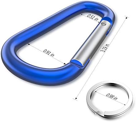 sprookber 3" Aluminum Carabiner D Ring, Caribeener Clips, Spring Snap Hook - Image 2