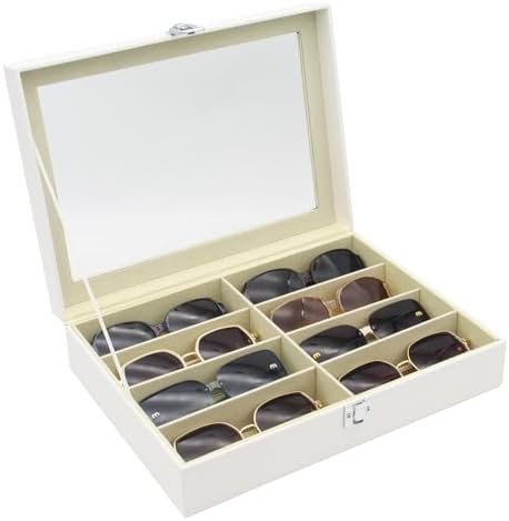 8 Slots Sunglass Organizer, PU Leather Eyewear Display Tray by Unknown