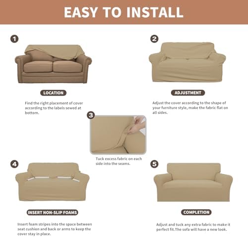 Easy-Going 100% Waterproof Loveseat Couch Cover Stretch Jacquard Sofa Cover - Image 5