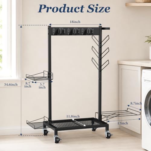 Broom Holder Cleaning Cart, Cleaning Supplies Organizer Adjustable - Image 2