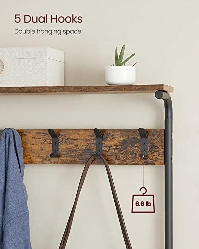 VASAGLE Hall Tree with Shoe Bench, 5-Tier Shoe Rack, 5 Dual Hooks - Image 7