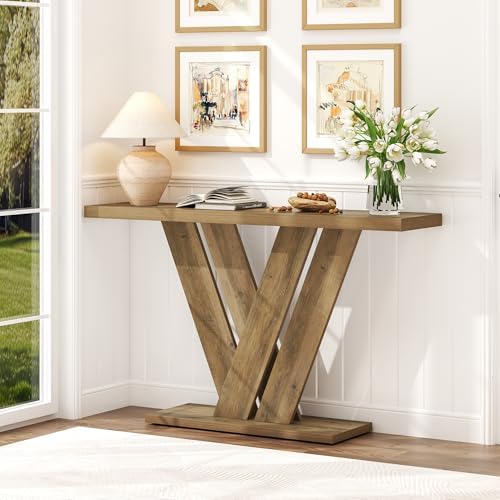 51" Console Table, V-Shaped Entryway Table, Wood Sofa Table Behind Couch - Image 3