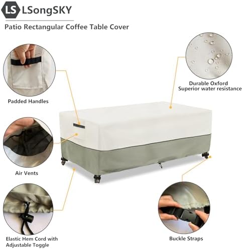 Outdoor Coffee Table Cover, Waterproof Rectangular Patio Small Side Table Cover - Image 3