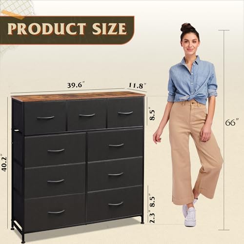WLIVE Tall Dresser for Bedroom, 9 Drawer Dresser - Image 3