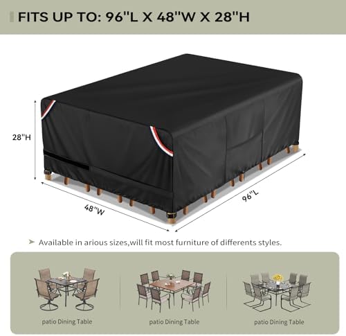 KylinLucky Waterproof Patio Furniture Table Cover 96 x 48 inch Waterproof - Image 2