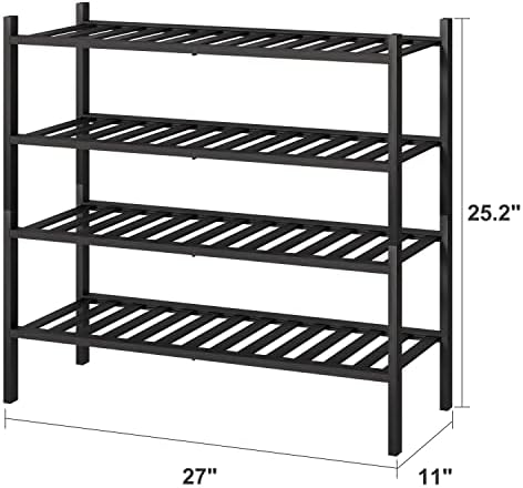viewcare 4-Tier Black Bamboo Shoe Rack - Image 3