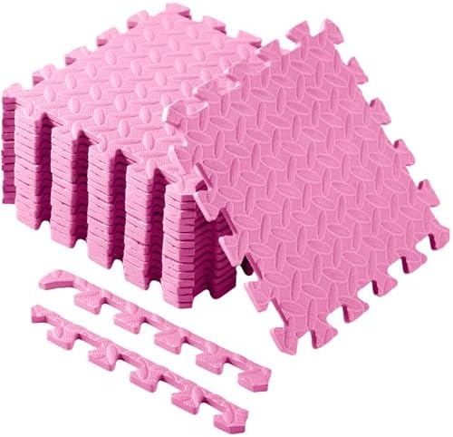 Shihanee 16 Foam Floor Interlocking Tiles, 11.8 x 11.8 Inch, Light Pink by Shihanee