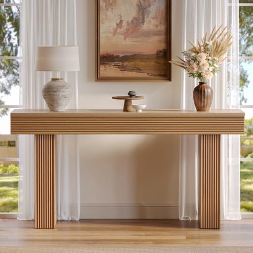 Bestier 63” Entryway Table, Wood Fluted Console Table Behind Couch - Image 6