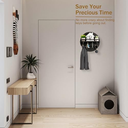 Key Holder Wall Mount with Shelf and Hooks, Mail Organizer - Image 5