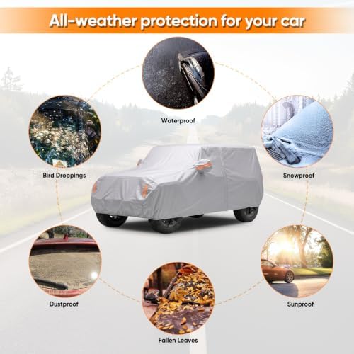 Car Cover for Jeep Wrangler 2 Door 1987-2026 JK JL CJ YJ TJ Outdoor Waterproof - Image 3