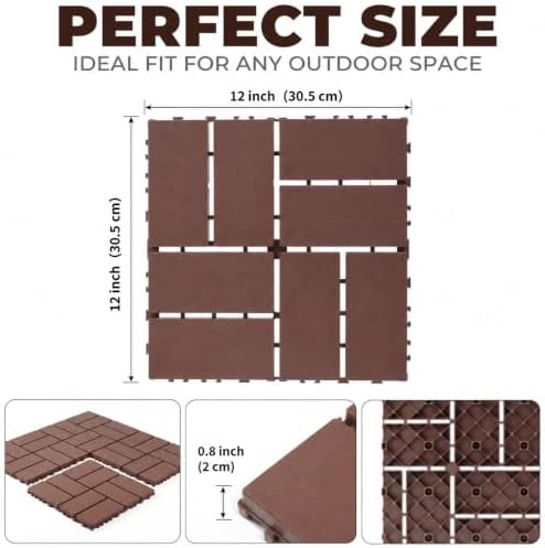 Plastic Interlocking Deck Tiles, 44 Pack, Non-Slip Patio Floor Decking Tiles - Image 2