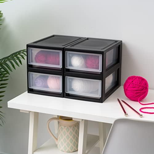 IRIS USA 4-Pack, 6 Qt. Small Stacking Drawer Storage Organizer - Image 2