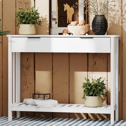 TaoHFE White Narrow Console Table by TAOHFE