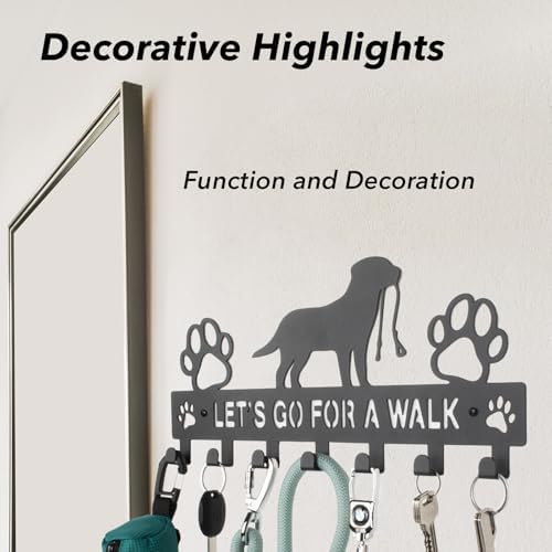 Dog Leash Holder for Wall, 7 Hooks, Iron Dog Leash Hanger, 13.5 Inch - Image 4