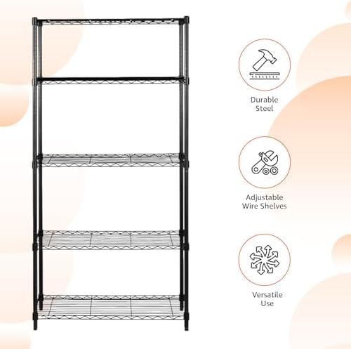 Amazon Basics 5-Shelf Adjustable Heavy Duty Steel Wire Storage Shelves - Image 3