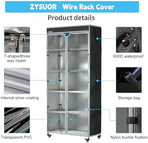 Shelf Cover Wire Shelving Rack Dust Cover, Fits 36"Wx14"Dx54"H - Image 4