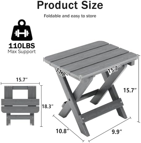 Folding Outdoor Side Table, Small HDPE Patio Table, All-Weather Compact - Image 3