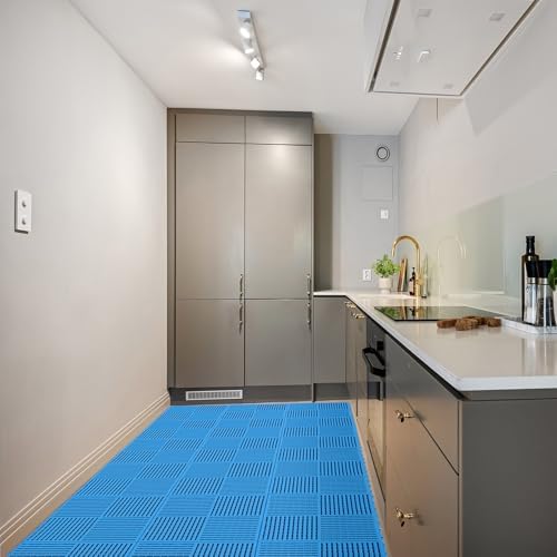 9 Pack Modular Interlocking Tiles Double Non-Slip 12"x12" Blue - Image 5