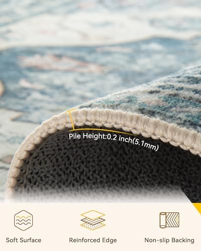 RELEANY Washable Area Rug, Square 8'x8' - Image 3