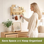 Key Holder Wall Mount, Wooden Key and Mail Organizer - Image 2