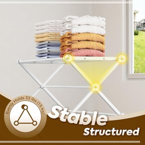 KINGBOARD 3-Tier Extendable Clothes Drying Rack, Small & Foldable - Image 4