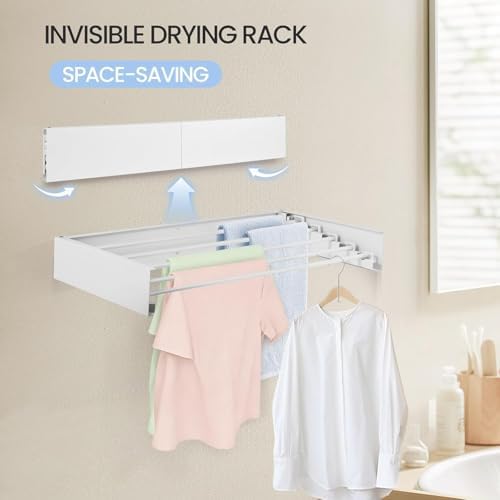 Wall Mounted Laundry Drying Rack, Space Saving Adjustable Towel Holder - Image 4
