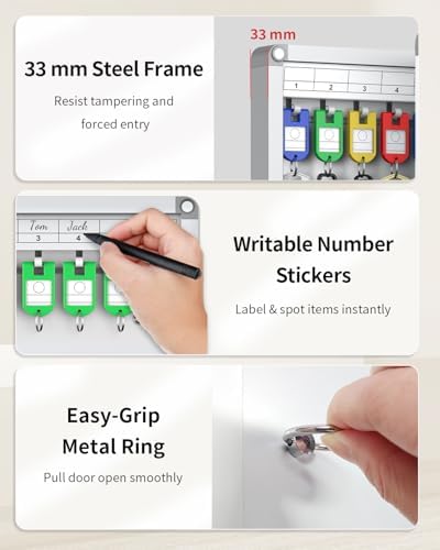 Uniclife 24-Key Security Lock Box, Wall Mount Key Cabinet - Image 4