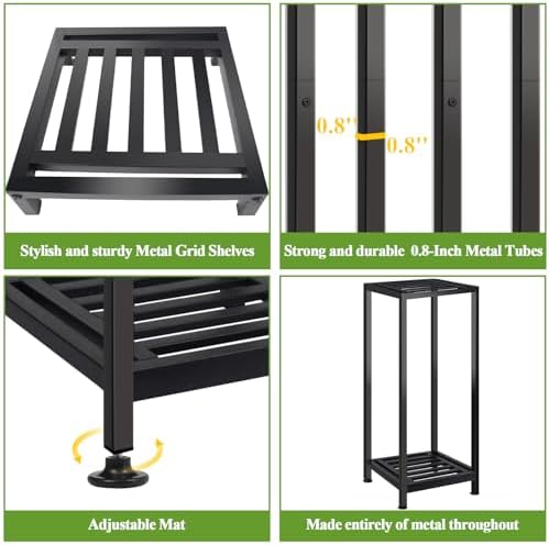 2-Pack Plant Stand Indoor Outdoor, Heavy Duty Wrought Iron Pedestal Stands - Image 4