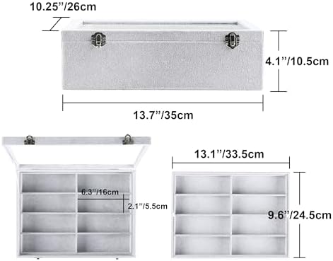 Frebeauty 16-Slot Sunglass Organizer Box, 2 Layer Velvet Sunglasses Holder - Image 3