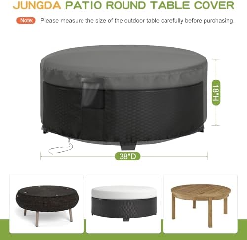 Patio Furniture Cover Round for 38 Inch Outdoor Dinner Table - Image 2