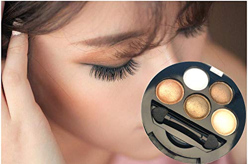 Mallofusa 5 Colors Eye Shadow Palette Powder Glitter Metallic Shimmer Makeup Palette Charming Highlight Look (Nature) 4.7oz