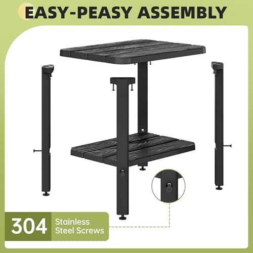 Adirondack Square Outdoor Side Table, 2-Tier Storage Weather Resistant HDPE - Image 5