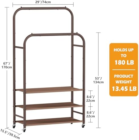 HOMIDEC Clothes Rack, Double Rods Clothing Rack - Image 3