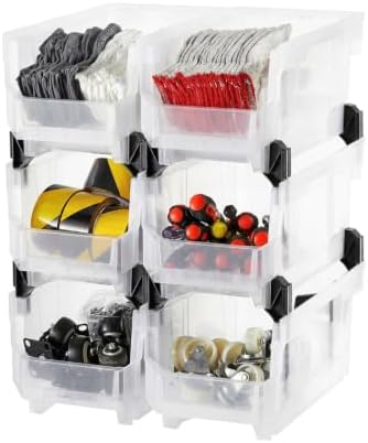 VEVOR Plastic Stackable Storage Bins, 14.8 x 8.5 x 7.1 inch, Plastic Containers by VEVOR