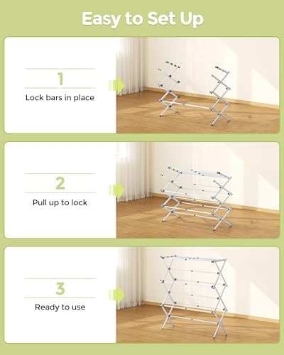 APEXCHASER 3-Tier Foldable Clothes Drying Rack, 37.6" H - Image 6
