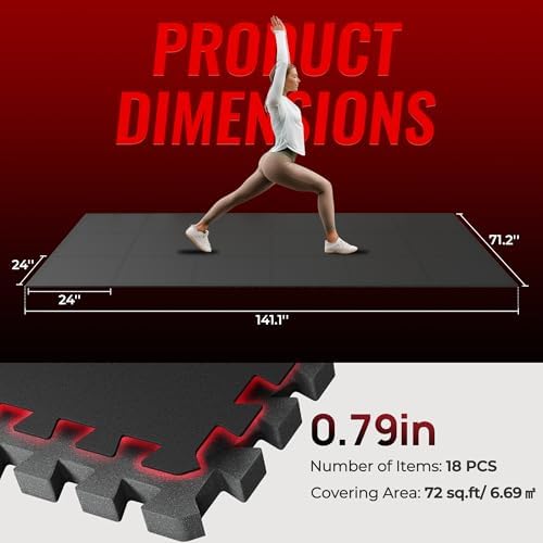 SUPERJARE 0.79'' Extra-Thick 18 Pcs 72 Sq Ft Exercise Equipment Mats - Image 5