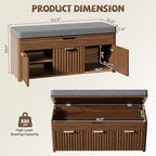 43.5" W Shoe Bench with Storage, Lift Top Entryway Bench - Image 2