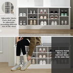 Wodeer Hall Tree with Bench and Shoe Storage, 6 Hooks, 12 Shoe Cubbies - Image 4
