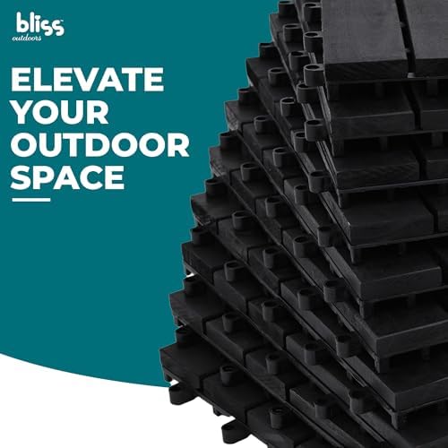 Bliss Outdoors 12-Slat Acacia Hardwood Deck Tiles, Aged Black - Image 2