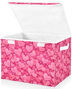 Bolaz Storage Bins with Lids and Handles, Valentines Day Pink Hearts Storage by Unknown