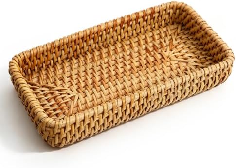 Rattan Serving Tray for Keys, Natural Wicker Decorative Tray Small Remote by Unknown