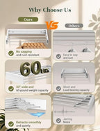 32'' Wall Mounted Clothes Drying Rack, Foldable & Collapsible Wall Mount - Image 5