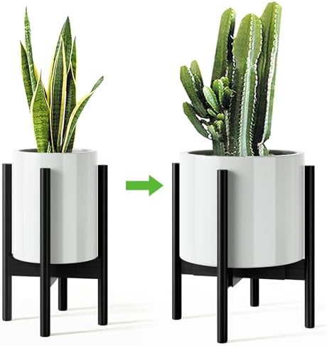 MUDEELA Adjustable Plant Stand, 8 to 12 inches, Bamboo Mid Century Modern by MUDEELA