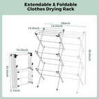 BAKON Space Saving Foldable Clothes Drying Rack, Extendable Rustproof Laundry - Image 2