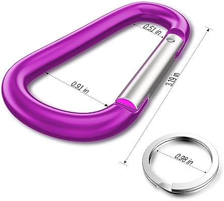 sprookber 3" Aluminum Carabiner D Ring, Caribeener Clips, Spring Snap Hook - Image 2