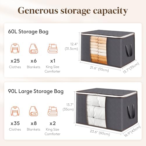 Lifewit 8 Pack 90L Clothes Storage Bins - Image 2