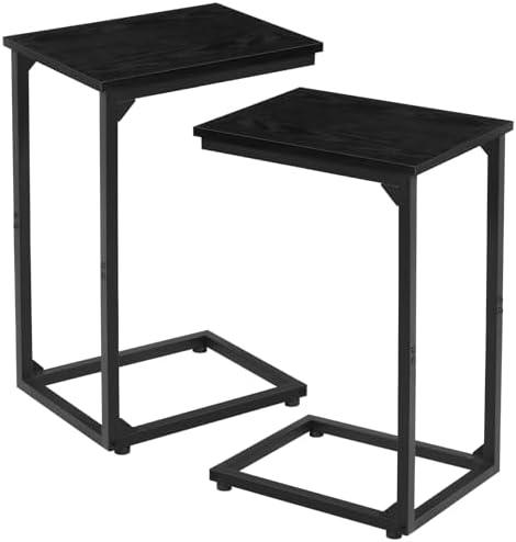 AMHANCIBLE C Shaped End Table Set of 2, Couch Side Table that Slide Under by AMHANCIBLE